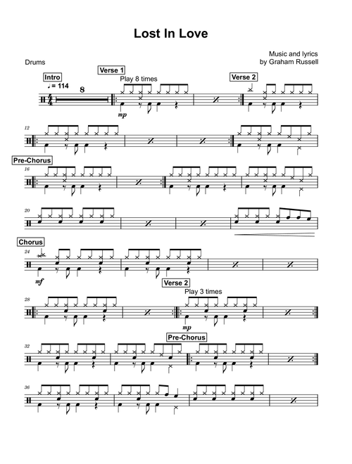 Lost In Love (Arr. David Lartey) - Air Supply (Drums)