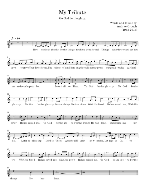 My tribute - Andraé Crouch
