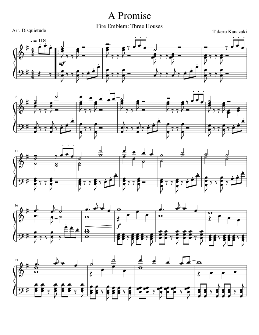 A Promise - Fire Emblem: Three Houses Sheet Music for Piano (Solo