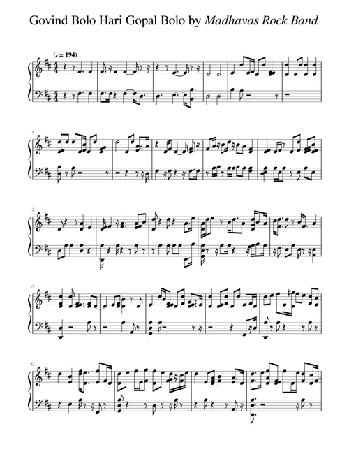 Govind Bolo Hari Gopal Bolo by Madhavas Rock Band (Auto Transcribed)
