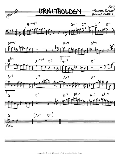 Ornithology - Charlie Parker (Real Book - Melody-Chords)