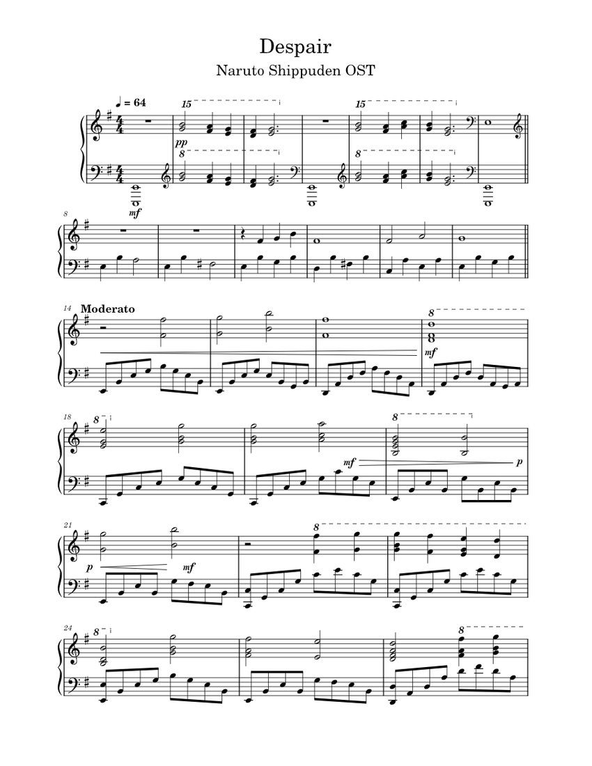Despair Naruto Shippuden Despair Piano Tutorial