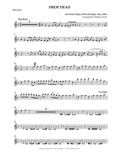 Drop Dead (Arr. Matheus Felix) - Olivia Rodrigo (Alto Sax Solo)