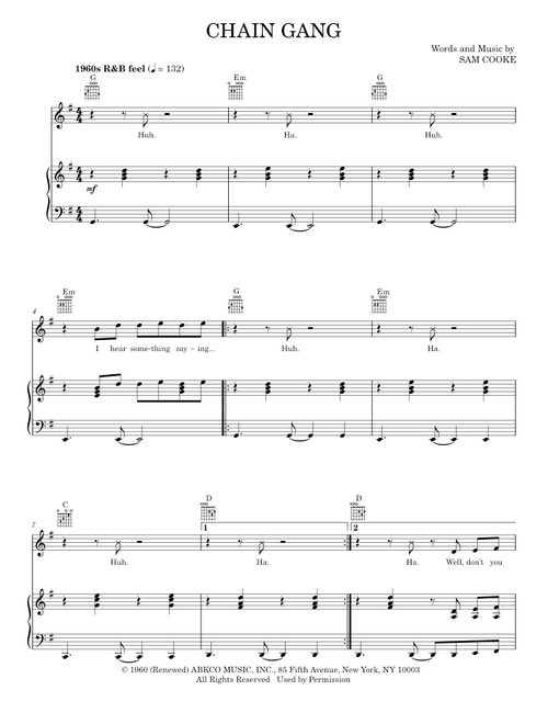 Chain gang - Sam Cooke (Piano-Vocal-Guitar)