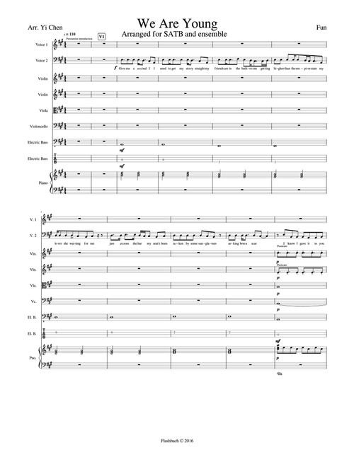 We Are Young (Arr. Yi Chen) - Fun. Featuring Janelle Monae (Piano-Vocal-Guitar)