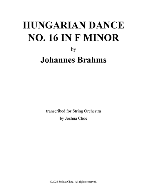 Hungarian Dance No. 16 in F Minor (Arr. Theodor Kirchner) - Johannes Brahms (Orchestra)