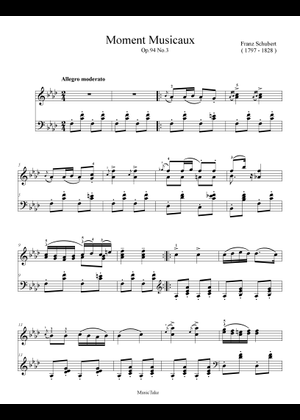 Moment Musicaux op. 94 no. 2 in A-flat Major – Franz Schubert Sheet ...