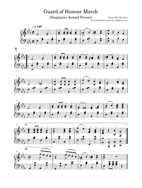 [Piano Arr.] Guard of Honour March (Singapore Armed Forces)