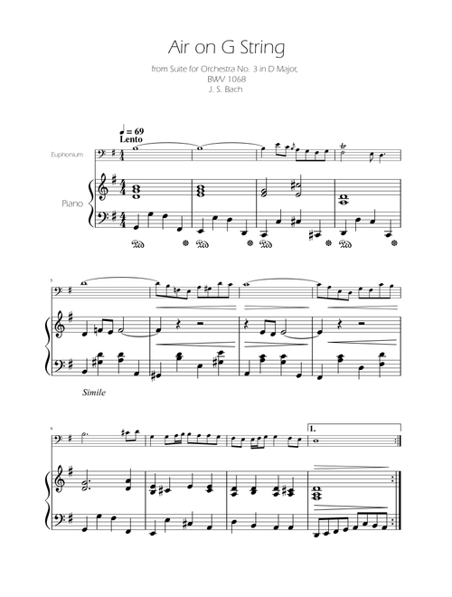 Air on the G String - Euphonium Solo w/ Piano (Arr. Ygor Nunes) - Johann Sebastian Bach (Euphonium and Piano)