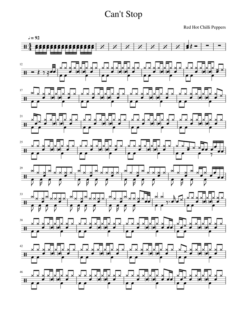 Can t Stop By Red Hot Chili Peppers Sheet Music For Drum Group Solo can-t-stop-by-red-hot-chili-peppers-sheet-music-for-drum-group-solo