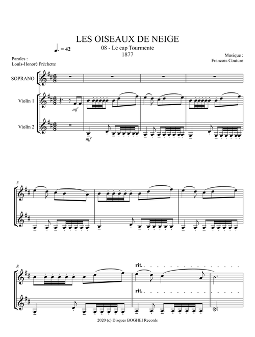 LES OISEAUX DE NEIGE - Le cap tourmente (Arr. Disques BOGHEI Records) - Francois Couture (Small Ensemble)