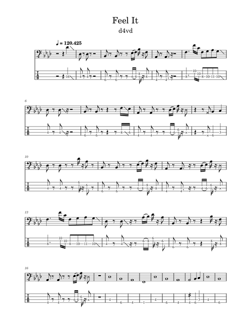 Feel It - From The Original Series "Invincible" – d4vd  bass tabs Awesome_Dude332