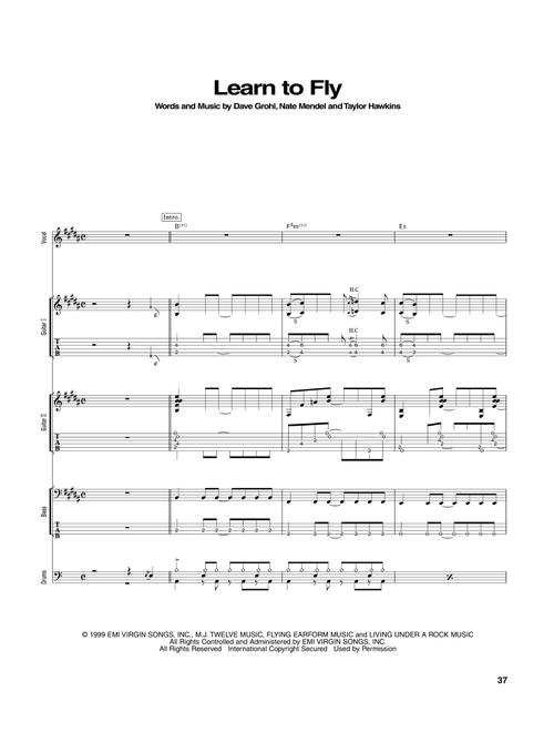 Learn To Fly - Foo Fighters (Transcribed Score)