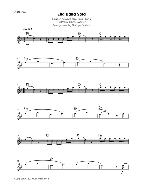 Ella Baila Sola (Arr. Rodrigo Faleiros) - Pedro Julian Tovar Jr (Alto Sax Solo)