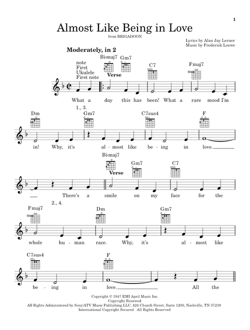 Almost Like Being In Love - Alan Jay Lerner, Frederick Loewe (Ukulele)