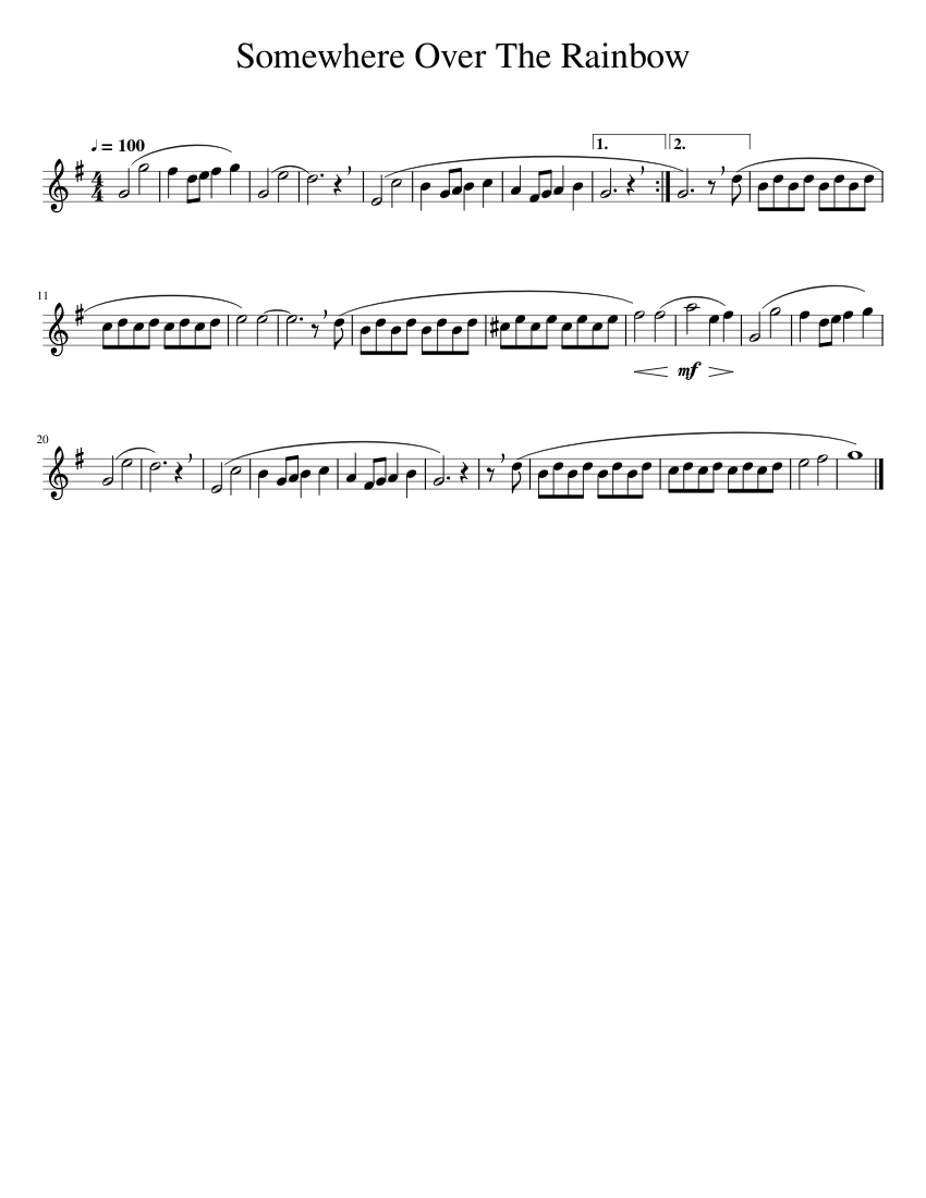 Somewhere Over the Rainbow Sheet Music for Saxophone alto (Solo
