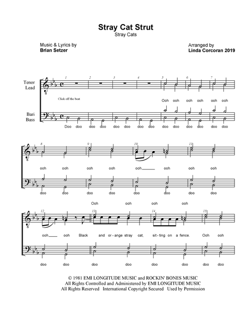 Stray Cat Strut (Arr. Linda Corcoran) - Stray Cats (Choral, TTBB)