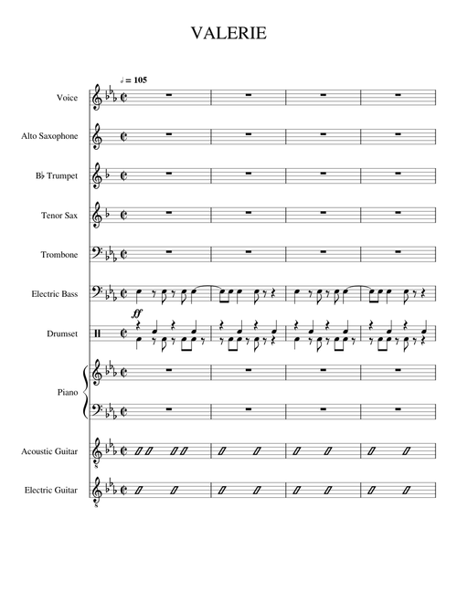 Valerie Amy Winehouse Small Band Arrangement