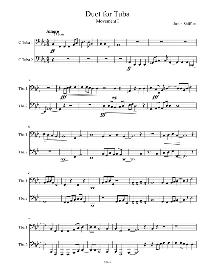 Duet For Tuba Movement I Sheet Music For Tuba Brass Duet 