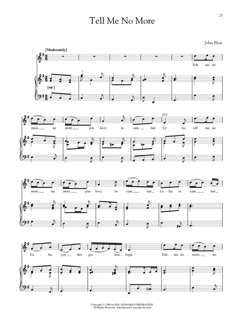 Tell Me No More (Ed. Richard Walters) - John Blow (Piano Vocal)