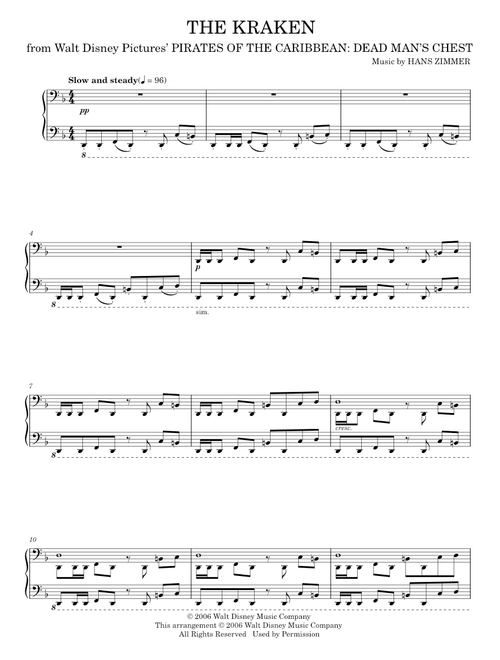 The Kraken - Hans Zimmer, Pirates Of The Caribbean: Dead Man's Chest Movie (Piano Solo)