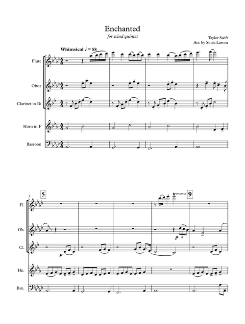 Enchanted (Arr. Sonja Larson) - Taylor Swift (Woodwind Ensemble)