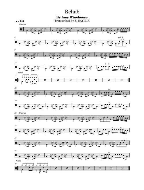 Rehab (Arr. Amy Winehouse) (Drums)