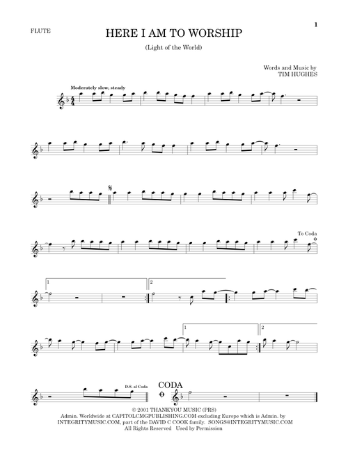 Here I Am To Worship (Light Of The World) - Phillips Craig & Dean (Flute Solo)