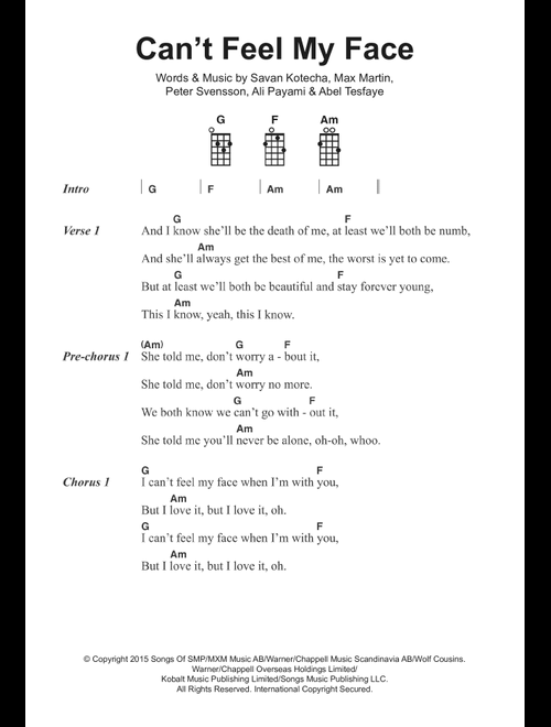 Can't Feel My Face - The Weeknd (Piano-Vocal-Guitar (Piano Accompaniment))