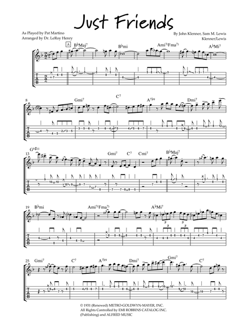 Just Friends (Arr. Dr. LeRoy Henry) - John Klenner, Sam M. Lewis (Guitar Tab)