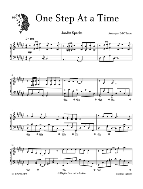 One Step At A Time (Arr. Digital Scores Collection) - Jordin Sparks (Piano Solo)