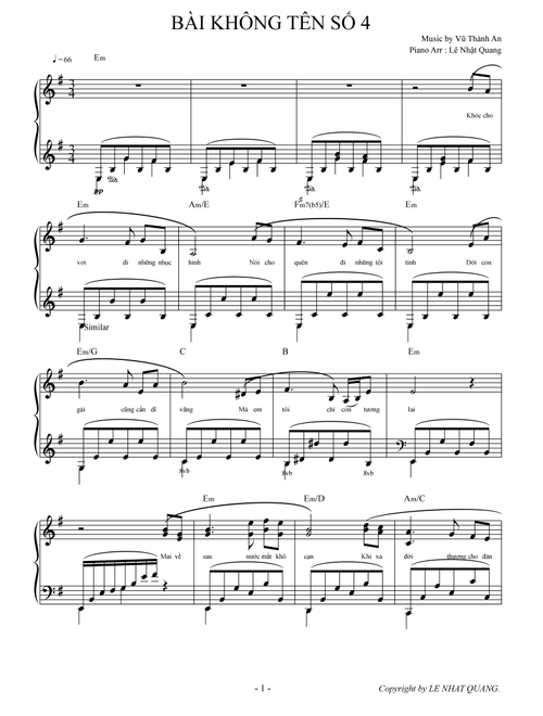 BÀI KHÔNG TÊN SỐ 4 (Arr. Le Nhat Quang) - Tuan Ngoc (Piano Solo)