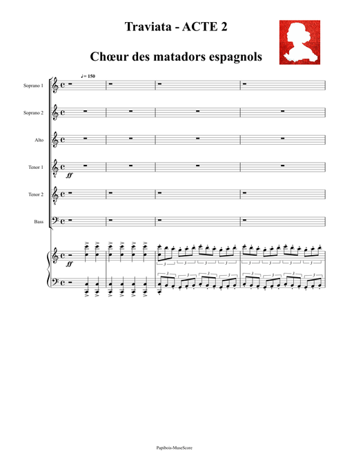 TRAVIATA de Verdi : Chœurs Partie 6/10 Acte 2 Chœur des matadors
