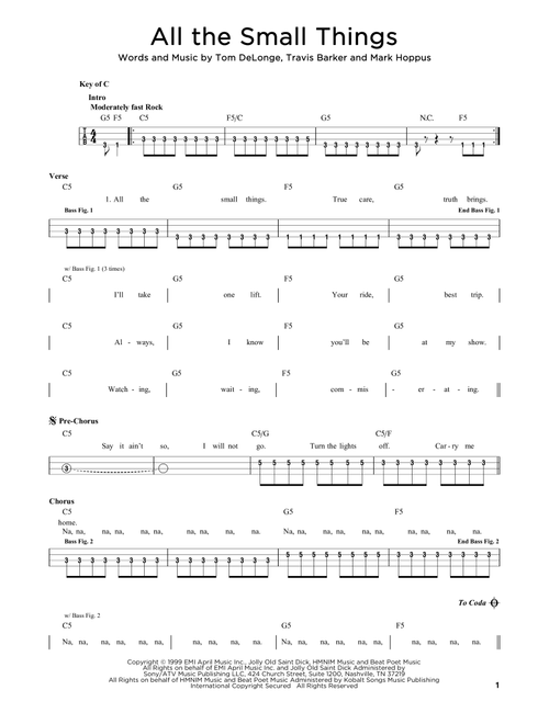 All The Small Things - Blink 182 (Easy Bass Tab)