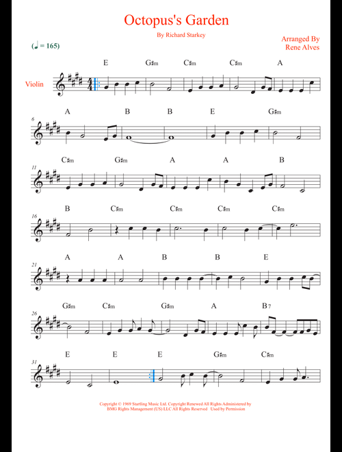 Octopus's Garden (Arr. Rene Alves) - The Beatles (Violin Solo)
