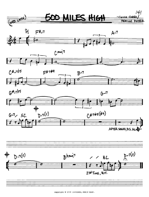 500 Miles High - Chick Corea (Real Book - Melody-Chords)
