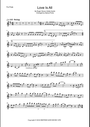 Love is all - Roger Glover Sheet Music for Clarinet in b