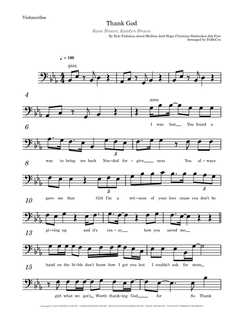 Thank God (Arr. PaMoCru) - Kane Brown (Cello Solo)