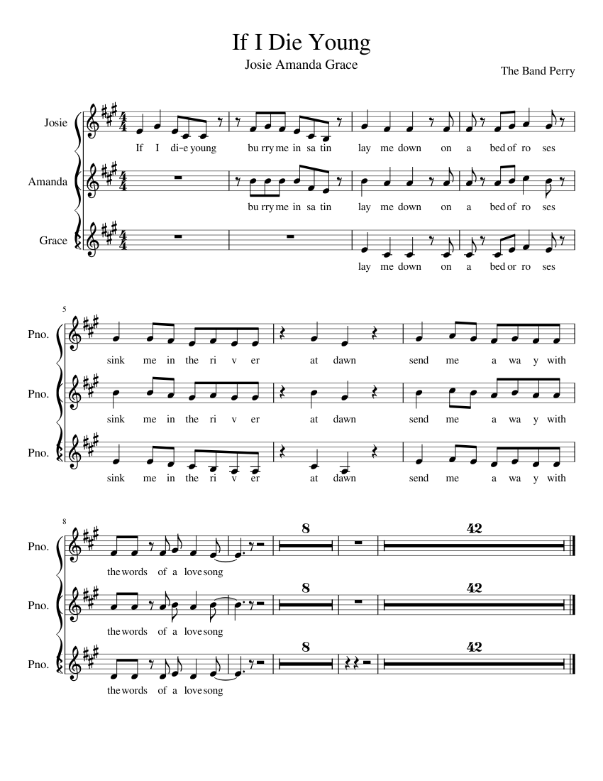 If I Die Sheet music for Piano (SATB) | Musescore.com