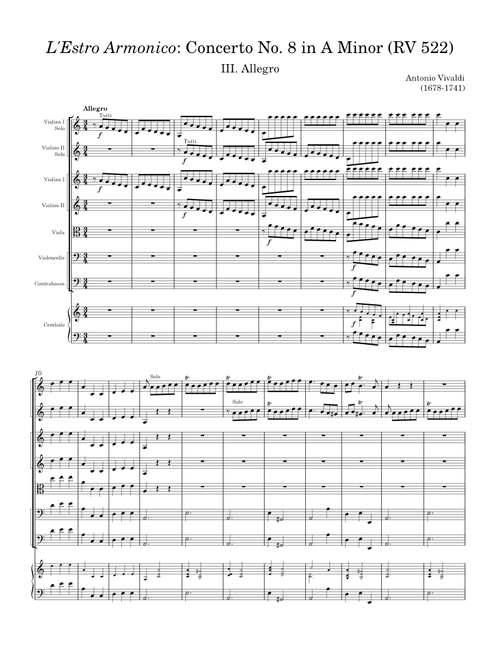 L'Estro Armonico: Concerto No. 8 in A Minor (RV 522): III. Allegro