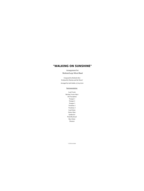 Walking On Sunshine (Arrangement for Large/Mixed Band)
