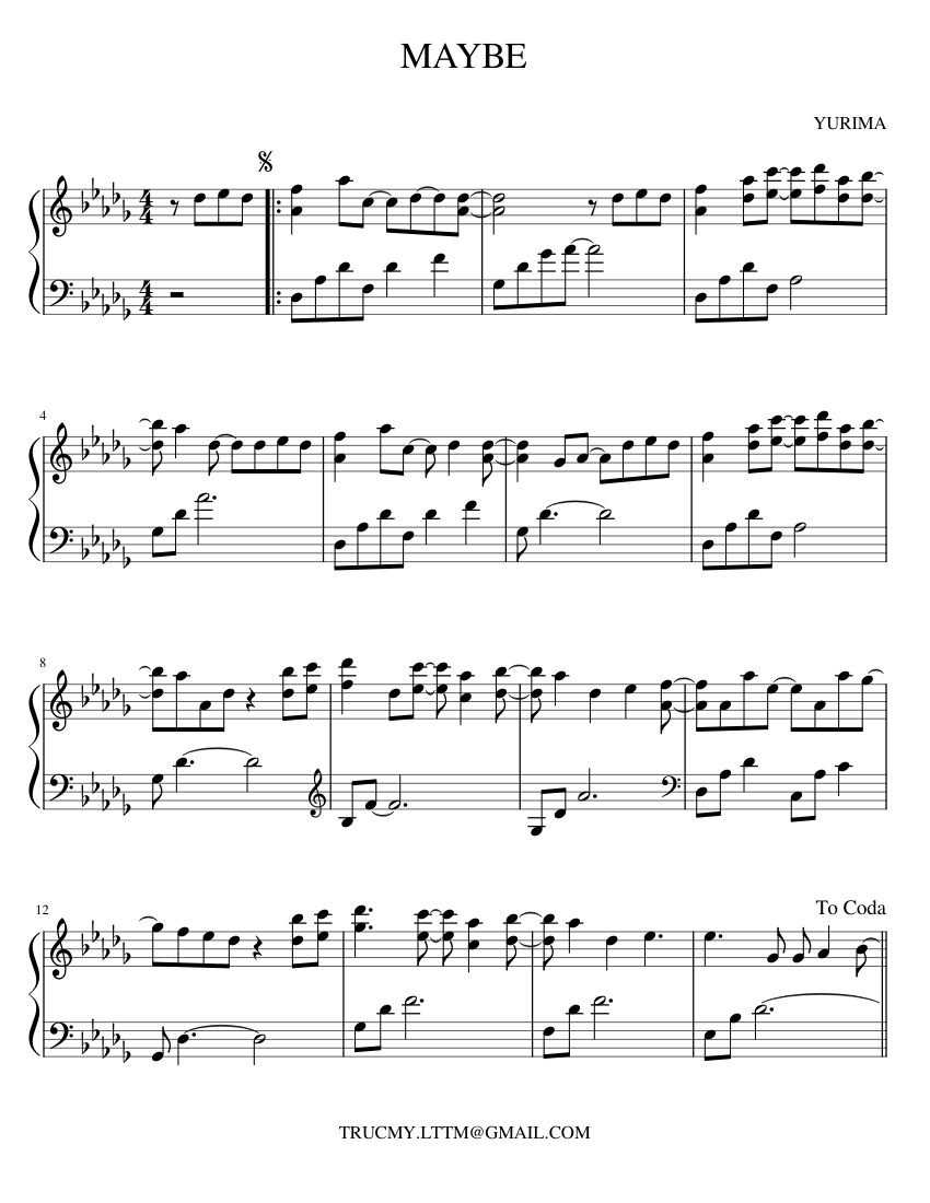 MAYBE YIRUMA Sheet music for Piano Solo Musescore