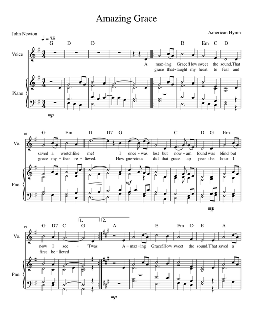 Amazing Grace in G