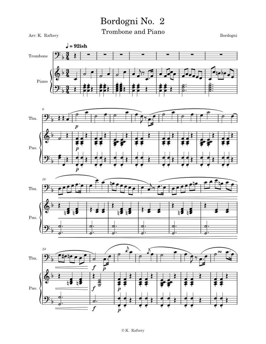 Bordogni / Rochut No. 2 Trombone Sheet music for Piano, Trombone