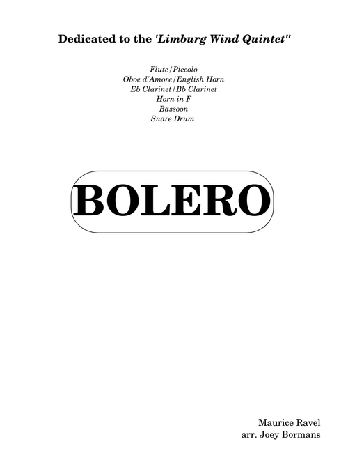 Bolero - Maurice Ravel ~ Wind Quintet