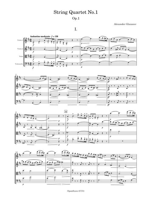 String Quartet No.1, Op.1 – Aleksandr Glazunov