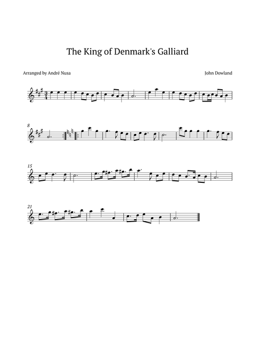 The King of Denmark’s Galliard (Arr. André Nusa) - John Dowland (Flute Solo)