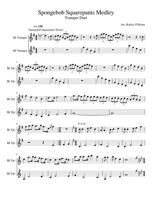 Spongebob Squarepants Medley for Trumpet