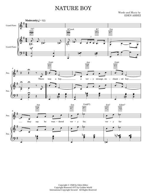 Nature Boy - Nat King Cole (Piano-Vocal-Guitar)