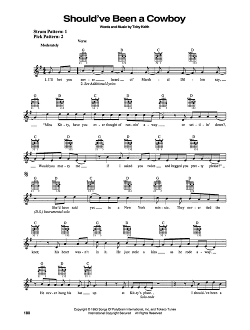 Should've Been A Cowboy - Toby Keith (Easy Guitar)